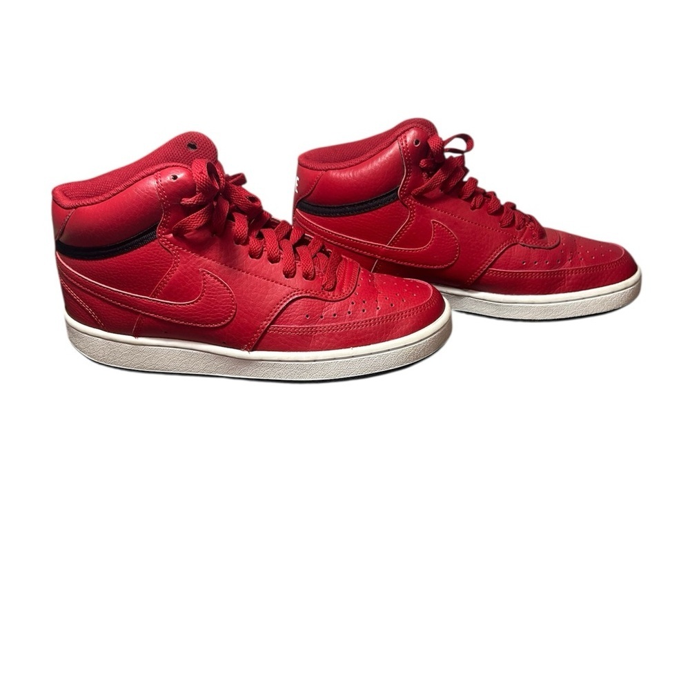 {Nike} Women’s Mid Red Court Vision Sneakers - Picture 2 of 5